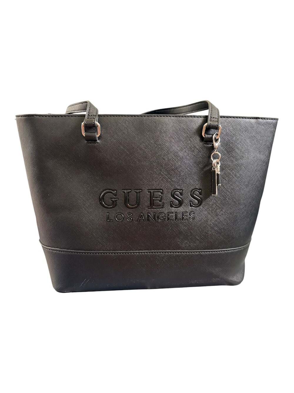 GUESS Rodney Carryall Tote Bag Black Saffiano Leather